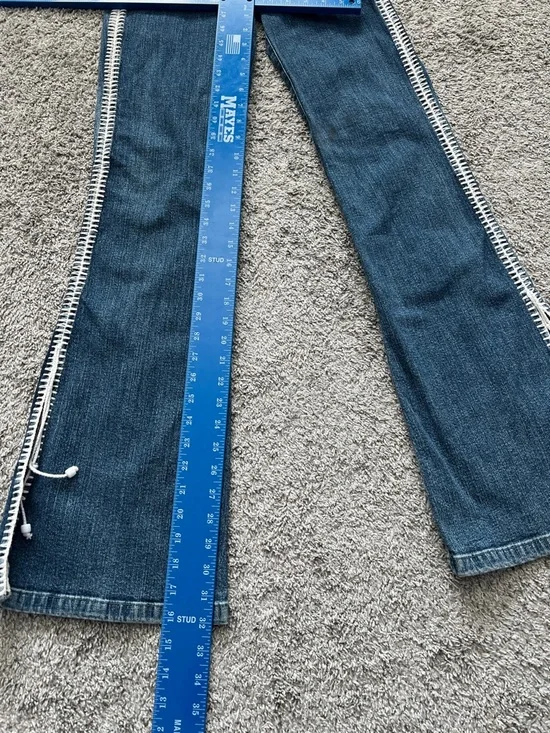 Vintage Rui Motta Women’s Brazilian Blue Lace-Up Side-Trim Flared Jeans Size 4/6 - Picture 10 of 10